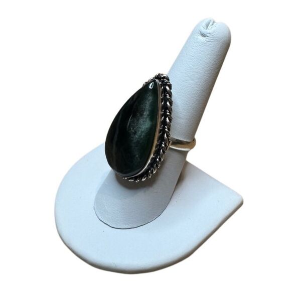 Handmade Sterling Silver Plated Teardrop Gemstone Ring - Picture 1 of 5
